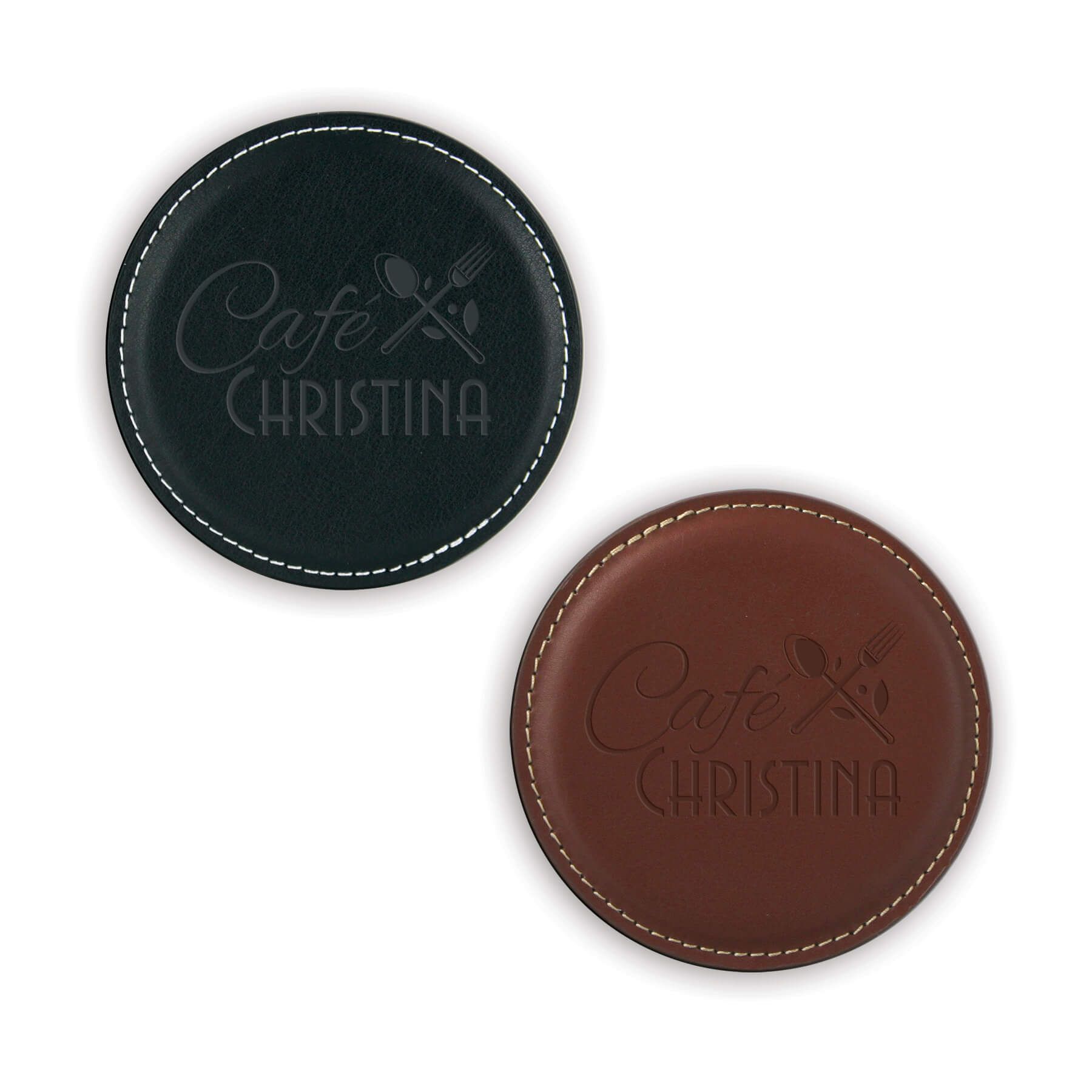 MI8056          - Vintage Leather Round Coaster                                         